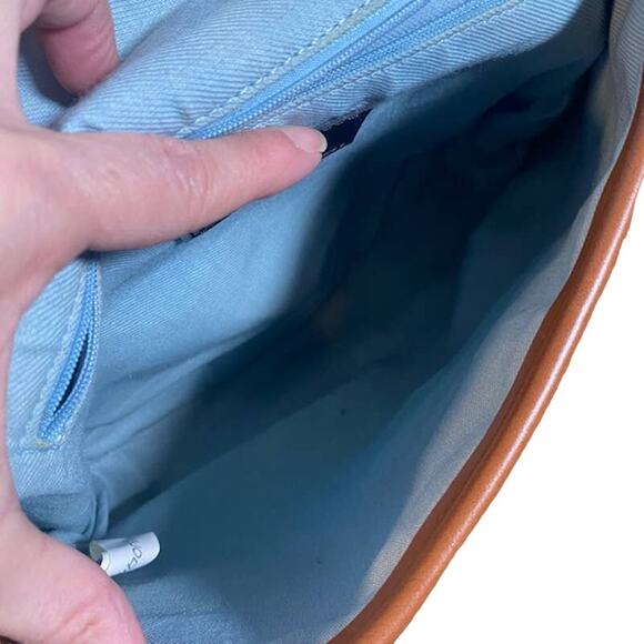 Liz Claiborne Brown Vegan Leather Messenger Shoulder Bag Women - Picture 12 of 16